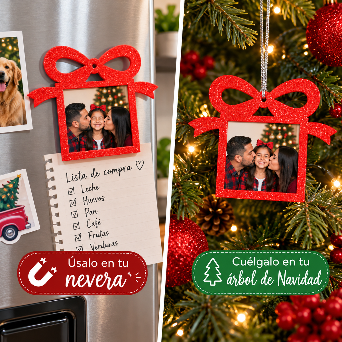 (10) Imanes Navideños Personalizados con Marco