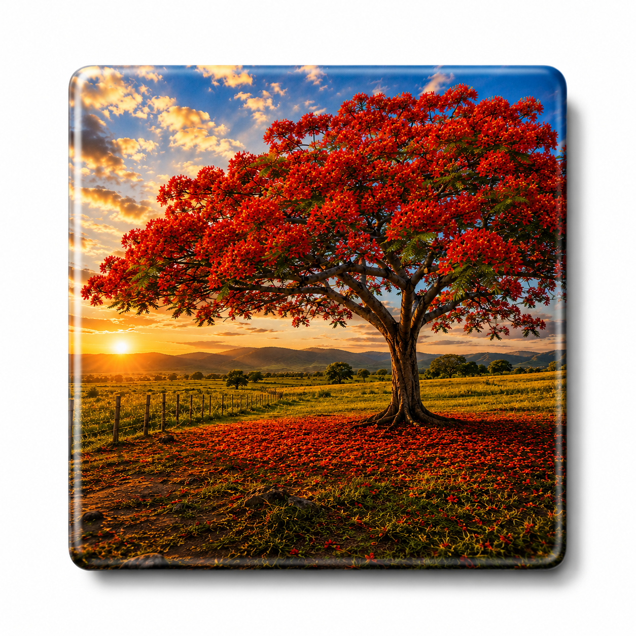 Sunset Flamboyant Tree Tile