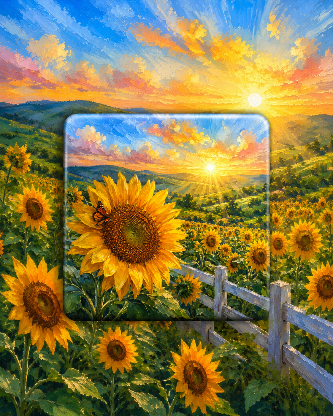 Amanecer entre Girasoles