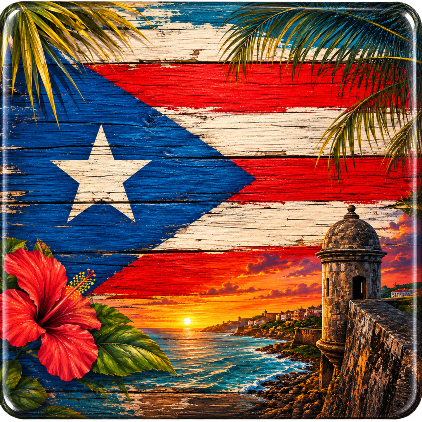 Bandera Boricua Al Atardecer