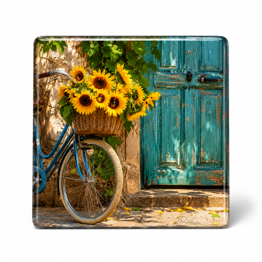 Sunflowers by the Turquoise Door