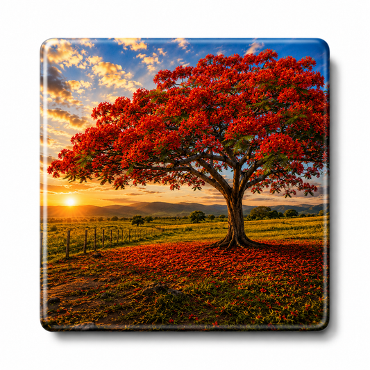 Sunset Flamboyant Tree Tile