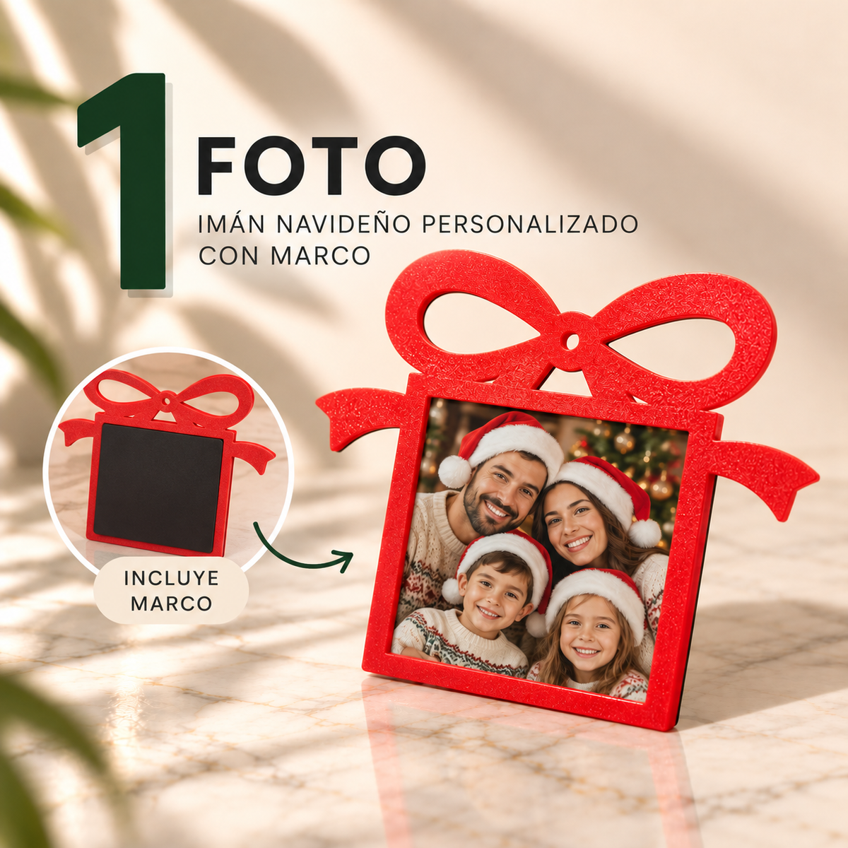 (1) Imanes Navideños Personalizados con Marco