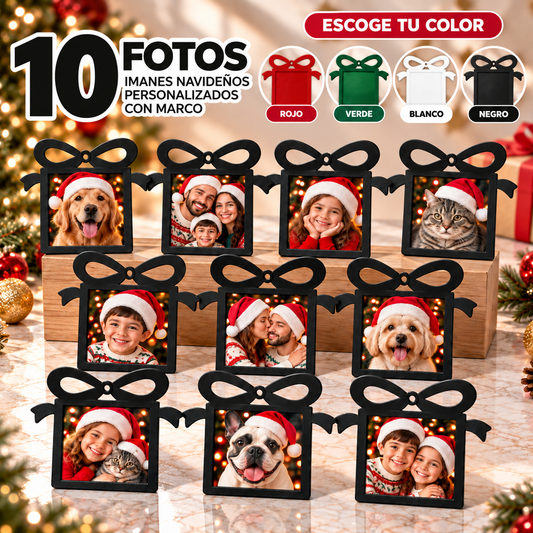 (10) Imanes Navideños Personalizados con Marco