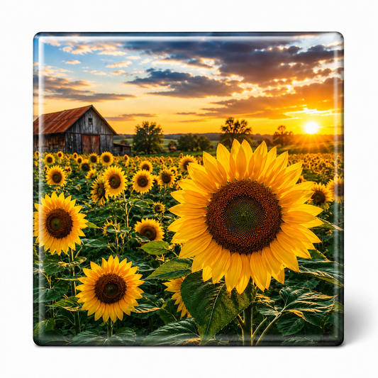 Glossy Sunset Sunflower Field
