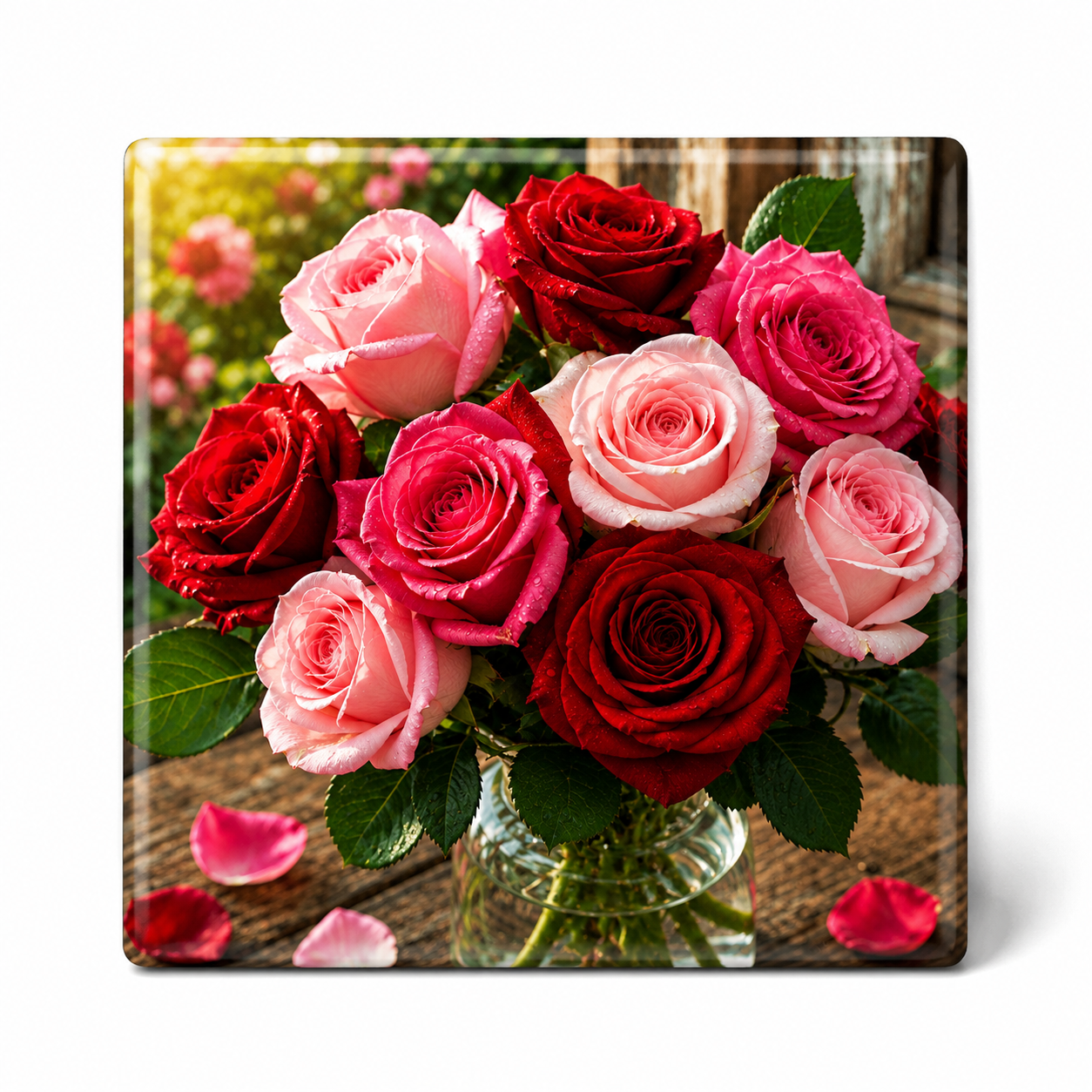 Glossy Rose Bouquet Tile