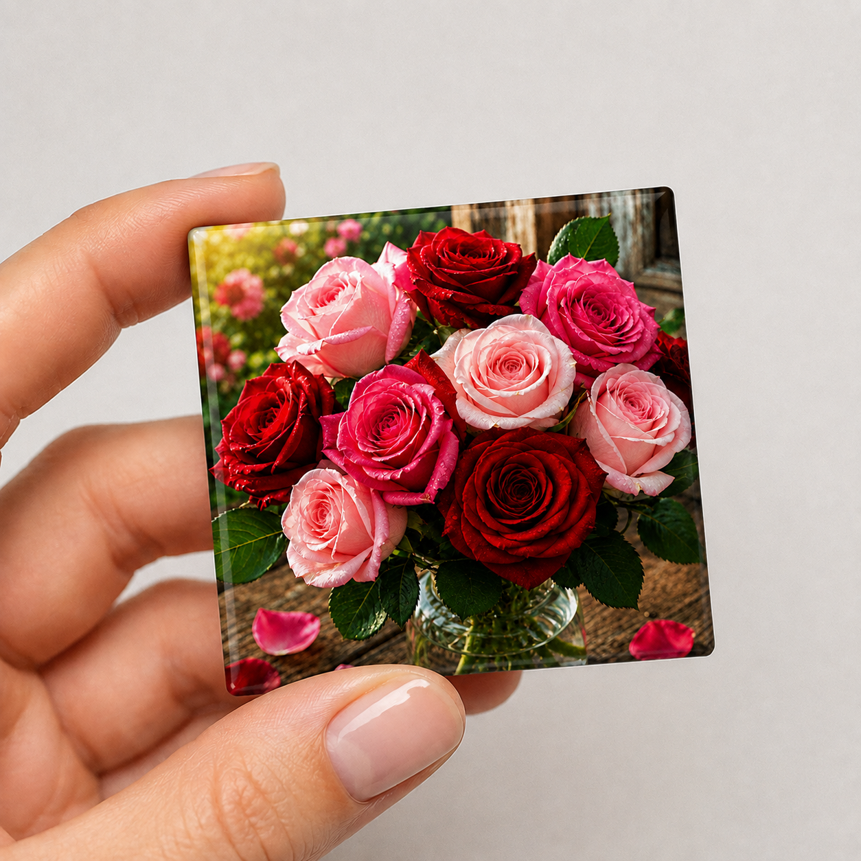 Glossy Rose Bouquet Tile